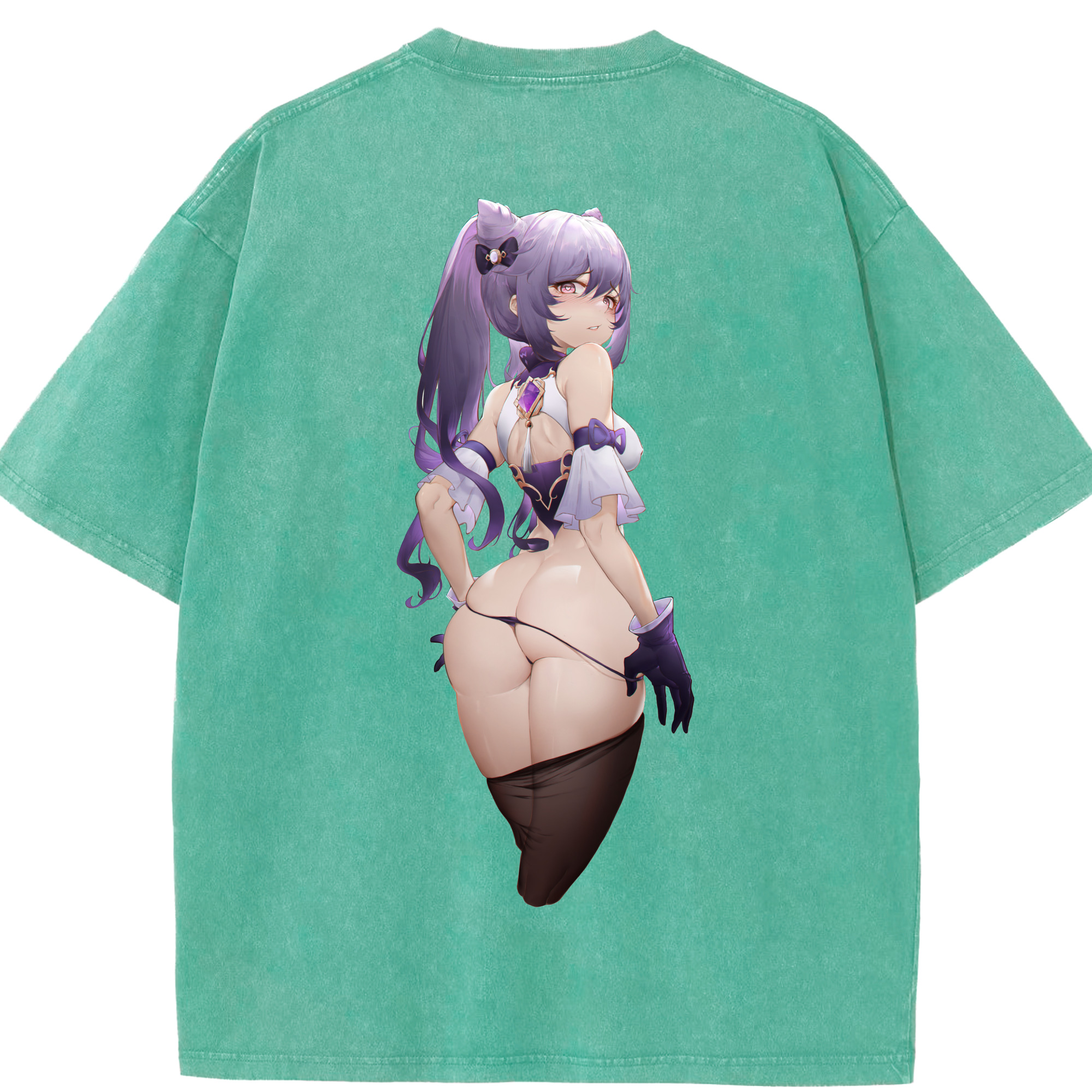 げんし神 刻晴 こくせい genshin Kokusei 綿100% ヴィンテージ風 半袖Tシャツ（背面プリント）
